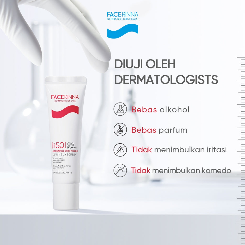 Facerinna Niacinamide Brightening Serum Sunscreen 30ml SPF 50 PA++++ | Proteksi UV Daily Physical