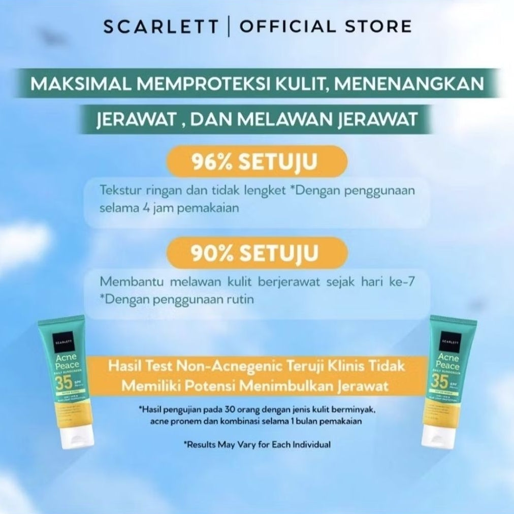 Scarlett Acne Peace Daily Sunscreen Wajah SPF 35 30 ml