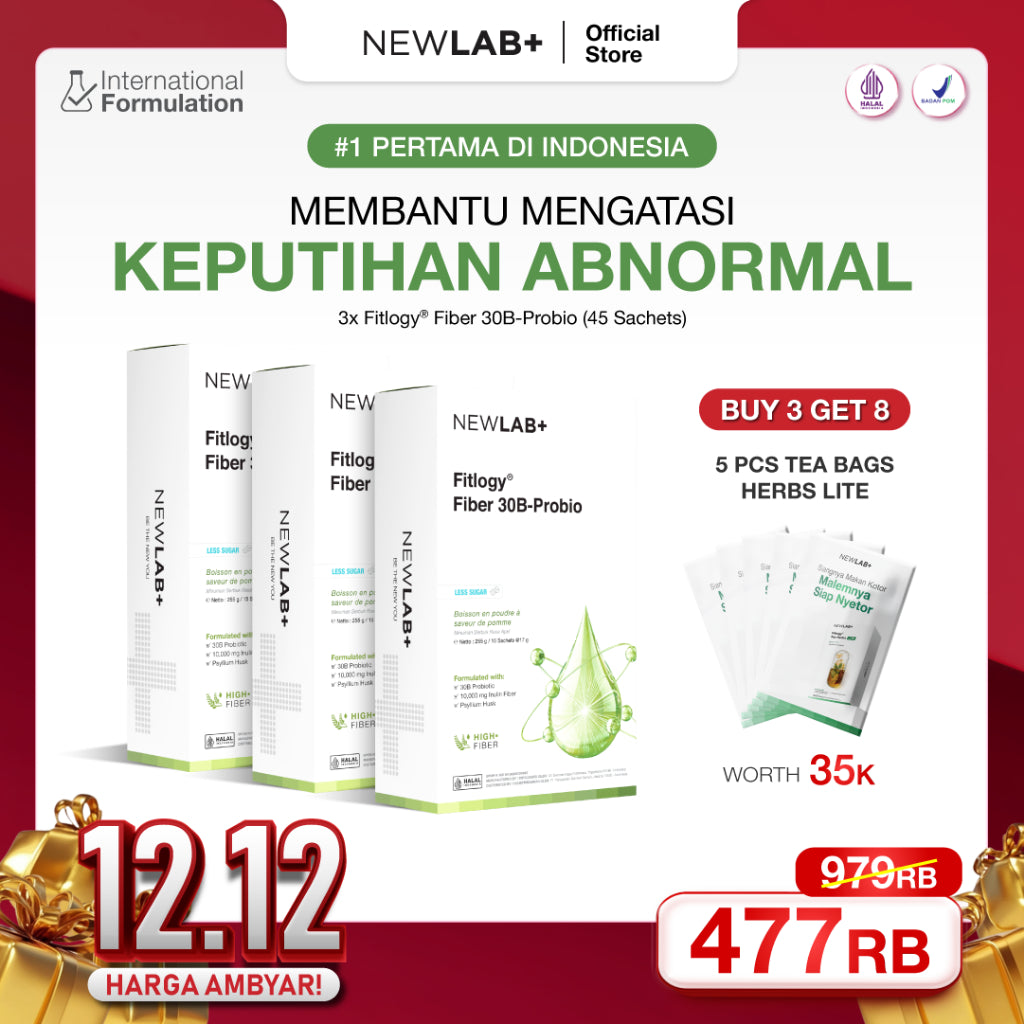 NEWLAB Fitlogy Fiber 30B-Probio | Minuman Probiotik | Fiber Drink untuk Diet | Kaya akan Probiotic 15 Sachet