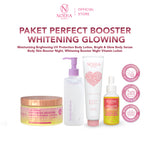 Noera Paket Perfect Booster Whitening Glowing | Whitening Booster Night Vitamin Lotion + Bright & Glow Body Serum + Brightening Moisturizing Body Lotion With UV Filter + Body Skin Booster Night