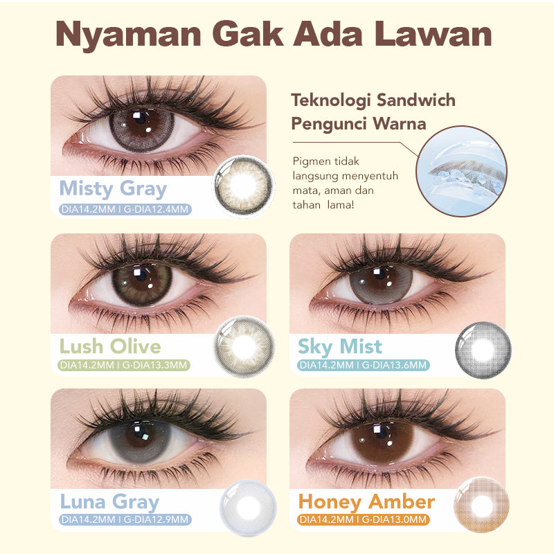 [Fuji Favorite]  Lilmoon Softlens Kualitas Jepang softlens minus (0 sd -8.50) natural contact softlens/softlens warna/Lensa kontak/Japan lens/Lensa minus/softlens brown/Grey