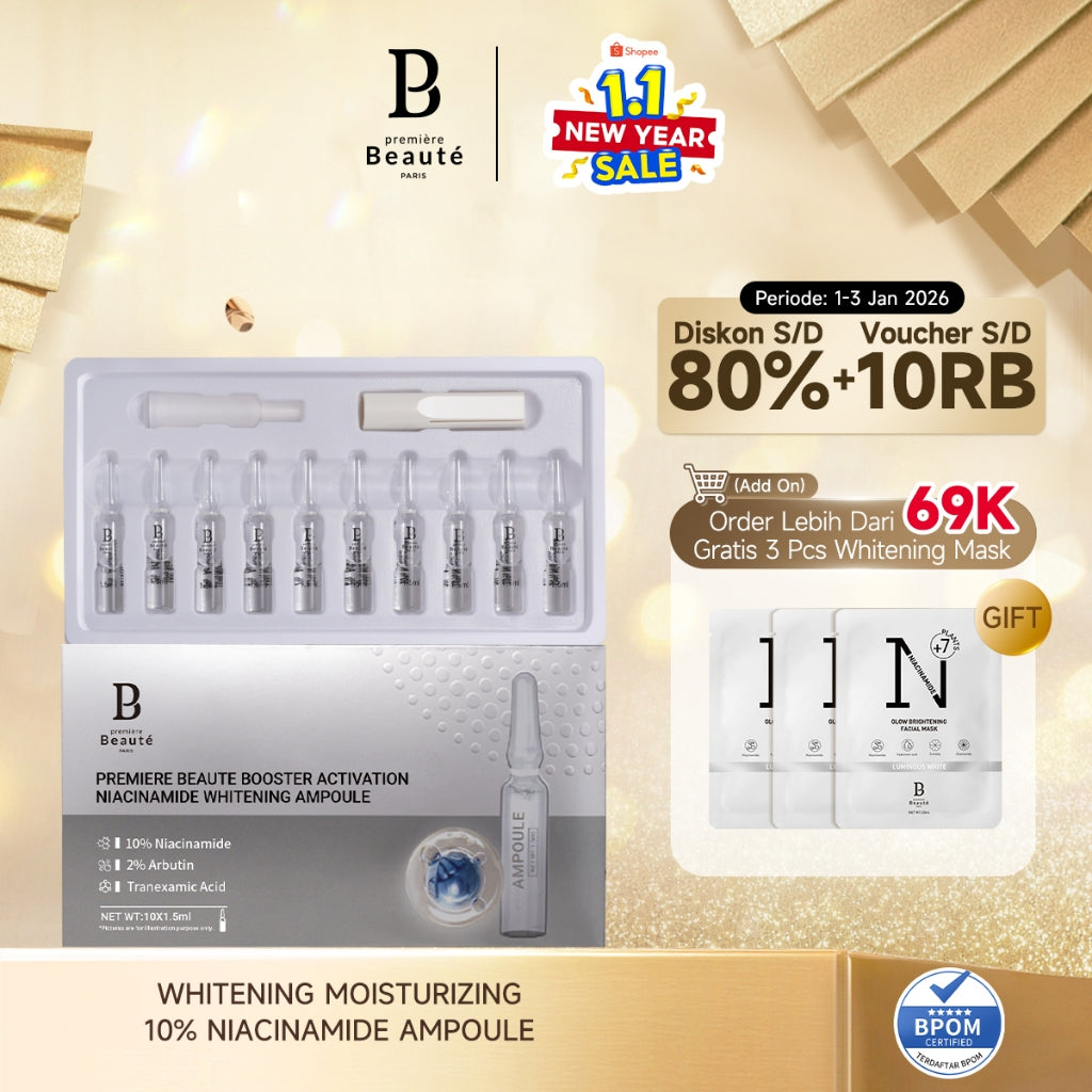PREMIERE BEAUTE New Formula New Booster  Activation 10%  Niacinamide Whitening Ampoule 10x1.5ml 2% ALPHA-ARBUTIN Effectively Whiten Facial Serum & Essence  BPOM