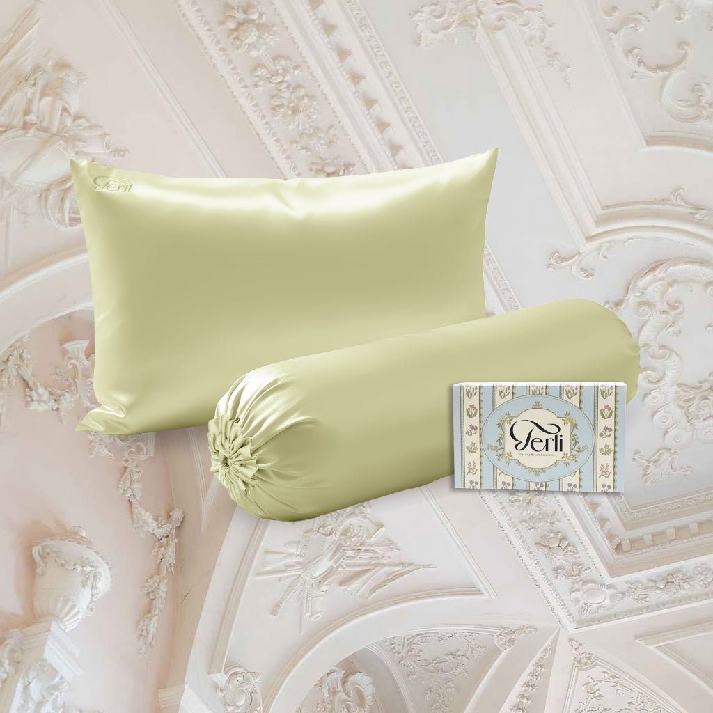 BUNDLE Sarung Bantal dan Guling Set PREMIUM Satin Silk Beauty Boost Pillowcase dan Bolster Case
