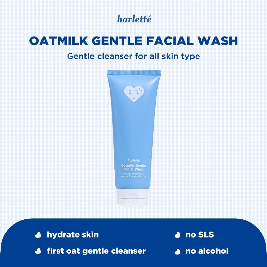 Harlette Oatmilk Gentle Facial Wash | Sensitive, Dry, Combination, Irritated Skin, Membersihkan & Mencerahkan, Rekomendasi