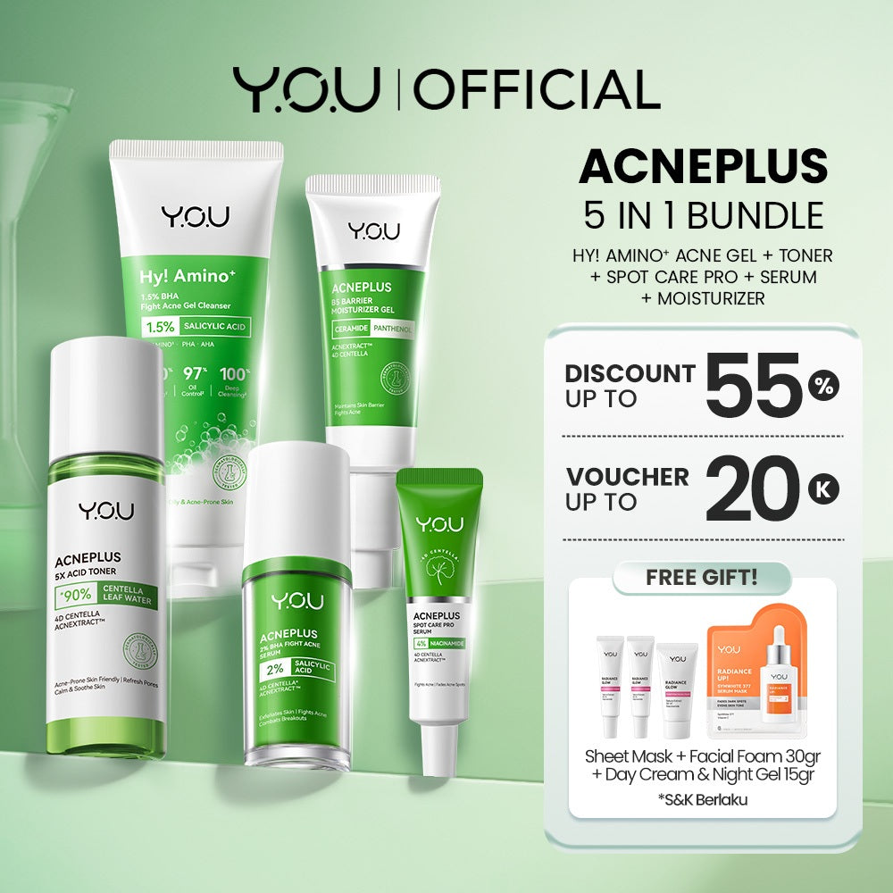 YOU AcnePlus 5in1 Bundle with Niacinamide Centella AHA Paket Acne Atasi Jerawat  Paket Skincare