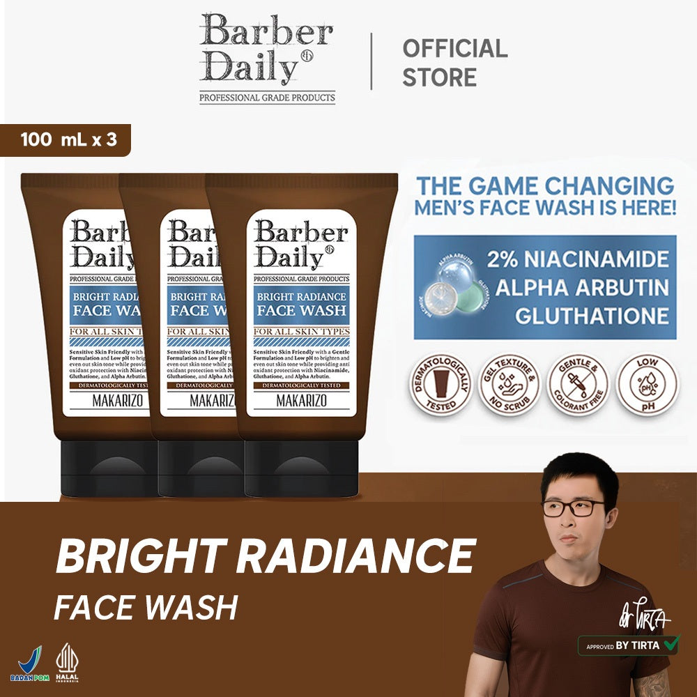 Triple Pack Ultimate Clenser Barber Daily Bright Radiance Face Wash 100mL x 3