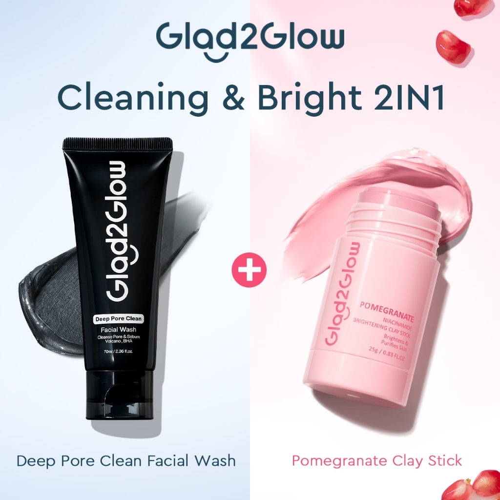 [NEW]Glad2glow Cleansing and Care Super Combo Volcanic Ash+BHA Deep Pore Clean Facial Cleanser Mencegah Komedo Face Wash Anti Jerawat Mengontrol Minyak Mencerahkan Kulit Mengecilkan Pori-Pori Pembersihan Mendalam g2glow official store