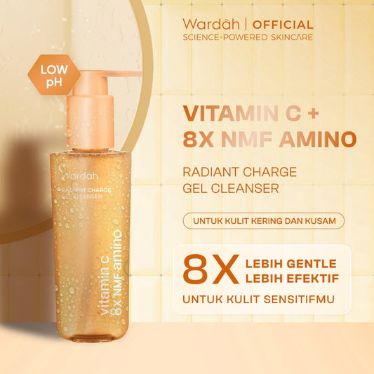 [New!] WARDAH Amino Gel Cleanser Vitamin C + 8X NMF Amino 120 mL - Sabun Cuci Muka Low pH untuk Kulit Kusam Dry Kering Senstive - Face Wash Membersihkan Mencerahkan Melembapkan Kulit - Kulit Sensitive - Pembersih Wajah - Facial Wash - Sabun Cuci Muka