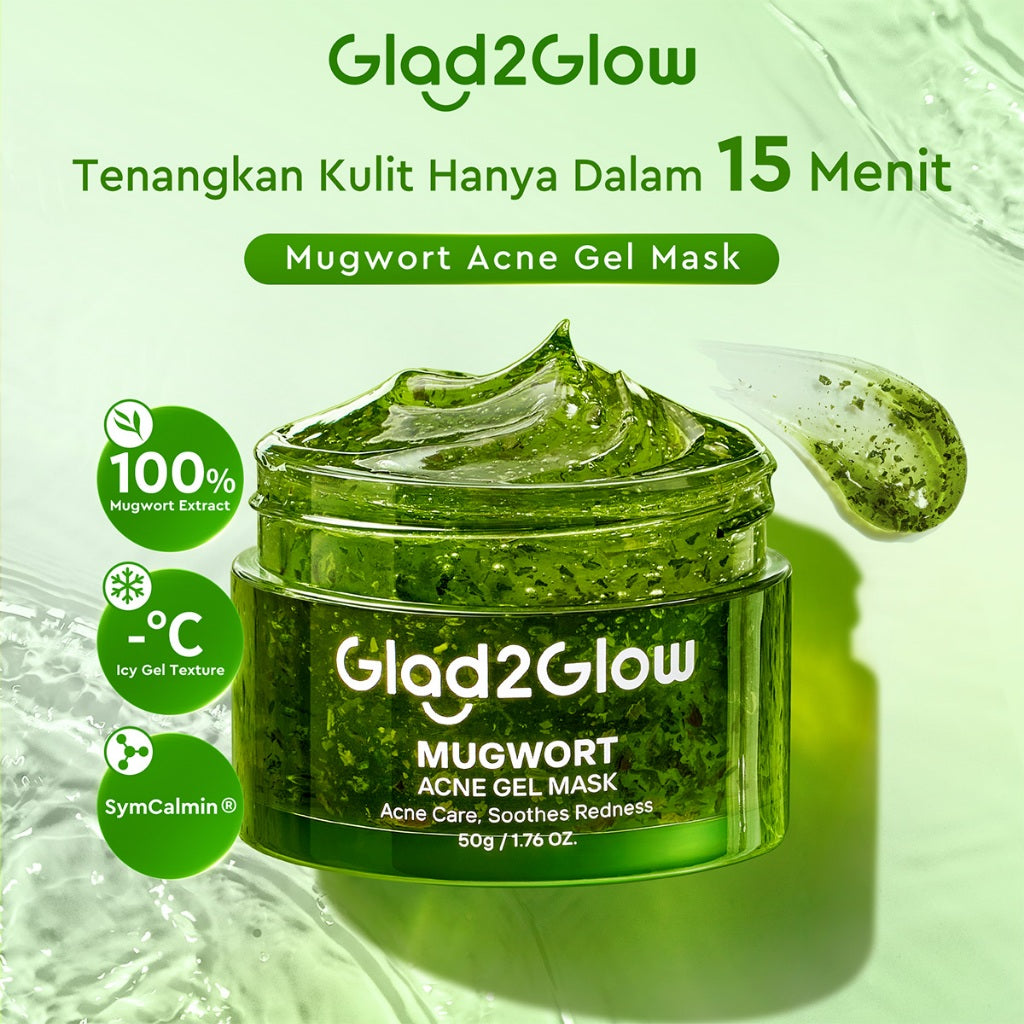 Glad2Glow Mugwort Acne Gel Mask 50g Masker Wajah Masker Komedo dan Pori Pori Wajah Masker Mask Sleeping Mask Sheetmask Clay Masker Jerawat Masker Clay Mask Mugwort Masker Hijau Masker Organik Gel Masker G2G masker wajah mencerahkan G2glow Official