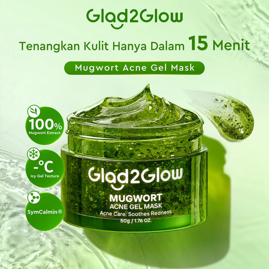 Glad2Glow Mugwort Acne Gel Mask 50g Masker Wajah Masker Komedo dan Pori Pori Wajah Masker Mask Sleeping Mask Sheetmask Clay Masker Jerawat Masker Clay Mask Mugwort Masker Hijau Masker Organik Gel Masker G2G masker wajah mencerahkan G2glow Official