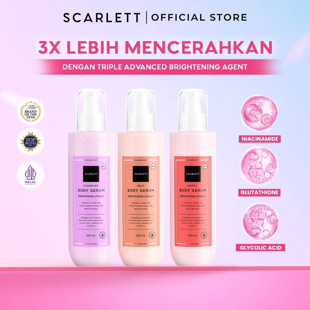 Scarlett Whitening Body Serum ( Happy, Jolly, Charming ) Melembabkan dan Mencerahkan