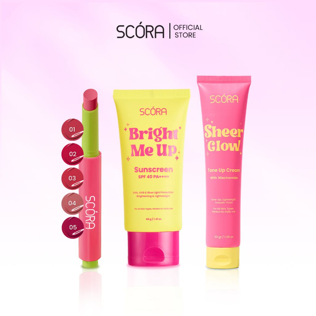 [Hero] SCORA Bloop Pop Gloss Balm 2 gr + SCORA Bright Me Up Sunscreen 40 Gr + SCORA Sheer Glow Tone Up Cream 30 ml
