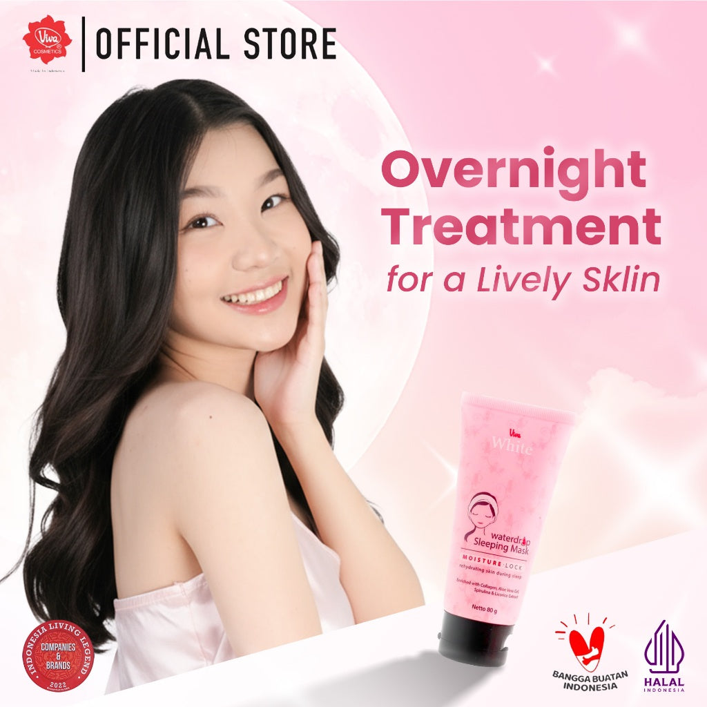 Viva White Waterdrop Sleeping Mask with Collagen, Aloe Vera Gel, Extract Spirulina & Licorice - 80gr