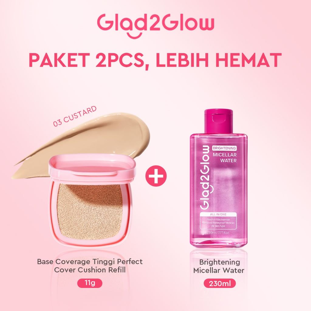 Glad2Glow Perfect cover cushion  Setting  dengan kandungan skincare mencegah kekusaman dan kulit kering sepanjang hari G2G Concealer Foundation Wajah Extract Mencerahkan Lasting refill Compact g2glow official store