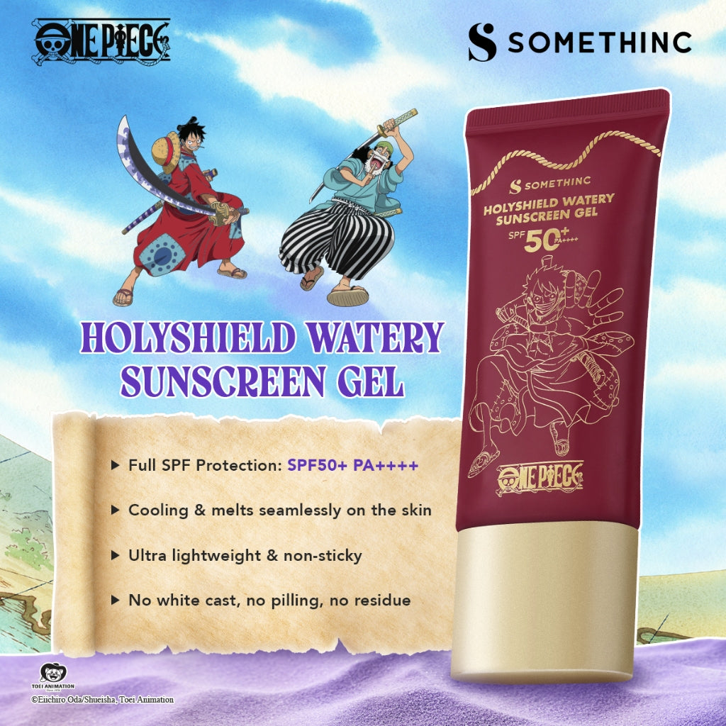 SOMETHINC [2 PCS] One Piece Limited Edition PROTECT & CLEANSE BUNDLE (Calm Down Bubble Cleanser, Holyshield Watery Sunscreen Gel SPF 50+ PA++++ )