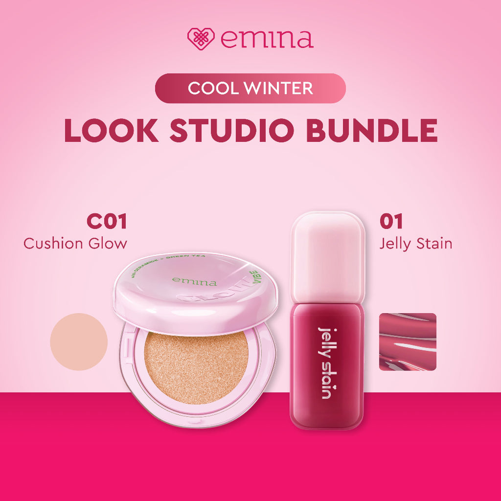 [LOOK STUDIO SPECIAL PACKAGE] Emina Paket Glow & Matte 3in1 Skincare Cushion SPF 50 PA++++ 13 G + Jelly Stain | Flawless Lightweight Make Up Foundation Glowing Skin, Liptint Korea, Korean Make Up Look, Transferproof, Tahan Lama, Cocok Semua Jenis Kulit