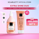 SCARLETT Bundle Intense Brightening AHA Body Serum + Fragrance Brightening Body Lotion Bright Mood Booster 5% AHA BHA PHA +4 Essential Oils 3x Brightening Power | Intense Membantu Mencerahkan Kulit Meratakan Warna Kulit Menenangkan Wangi Tahan Seharian