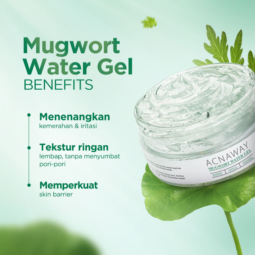 ACNAWAY Mugwort Water Gel Moisturizer - Moisture Gel Pelembab Wajah Untuk Kulit Berjerawat Acne Friendly Melembapkan Wajah Sensitif Cooling Soothing Gel Untuk Kulit Kemerahan Acne Prone Daily Moist Anti Acne Cepat Menyerap Skincare Calming Centella Cream