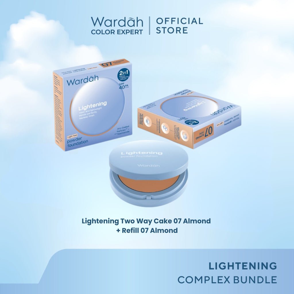 [BUNDLE] WARDAH Lightening Powder Foundation Light Feel 12 g & Refill - Two Way Cake - TWC - Refill TWC - Bedak Padat Tahan Lama - Makeup