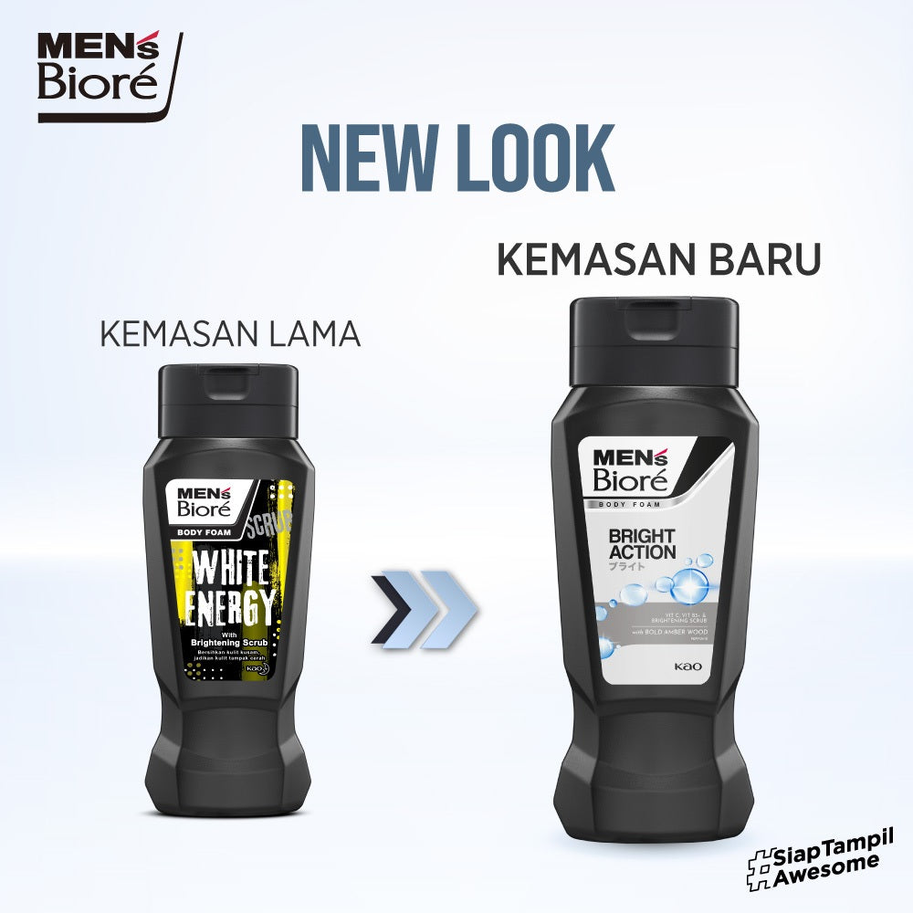 Men's Biore Body Foam Sabun Mandi Cair Pria Bright Action 250 ml Botol