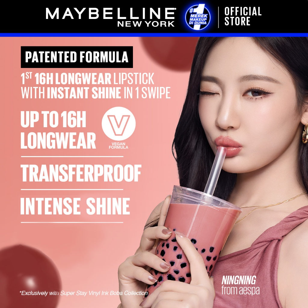 [4 NEW SHADES MILK TEA LIMITED EDITION] MAYBELLINE OFFICIAL Superstay Vinyl Ink 4.2 ml - Shiny Pigmented Liquid Lipstik Lipstick Make Up Lipcream Longlasting Waterproof Tahan Lama 16 Jam Lipstik Lipgloss Lipbalm Liptint