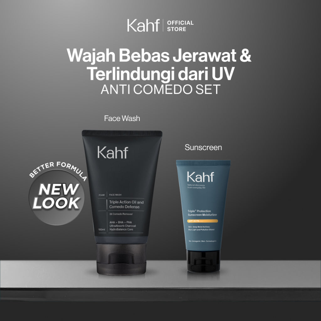 [KAHF BUNDLE 2IN1 PAKET PERAWATAN WAJAH : BEBAS JERAWAT & TERLINDUNGI UV] Paket Face Care Expert Complete Kit (Face Wash + Sunscreen Moisturizer) - Suitable for Daily Use