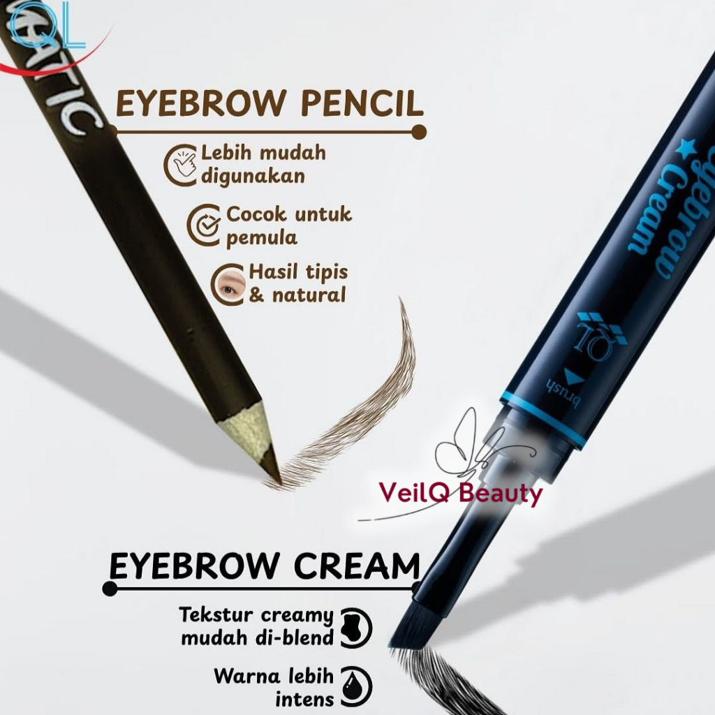 QL Eye Mascara Dramatic Eyeliner Eyebrow Waterproof Pencil Curling 2 Steps