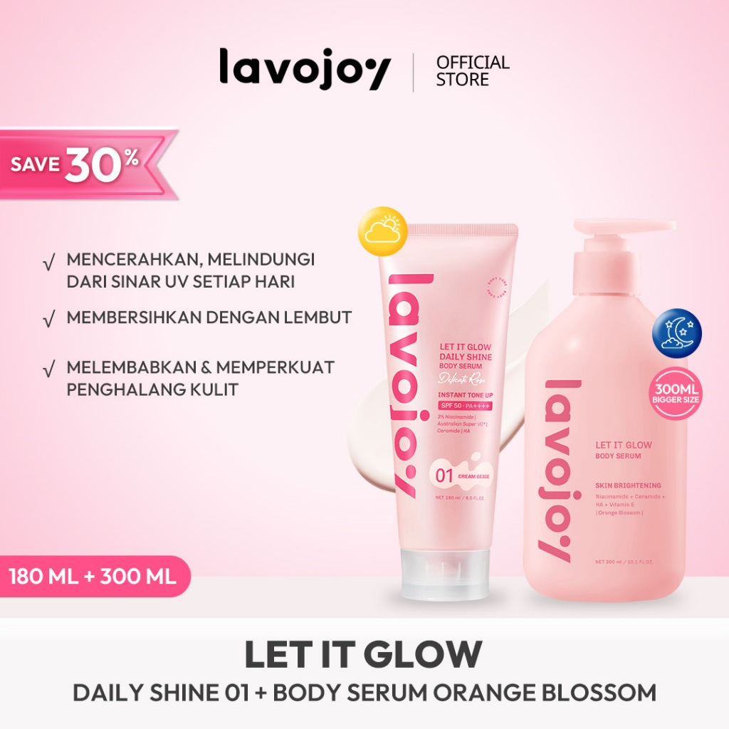 [BIGGER SIZE] Lavojoy Let it Glow Body Serum Orange Blossom 300ml | Body Serum Untuk Mencerahkan Dan Melembabkan Kulit Dengan Niacinamide + Ceramide + Vitamin E