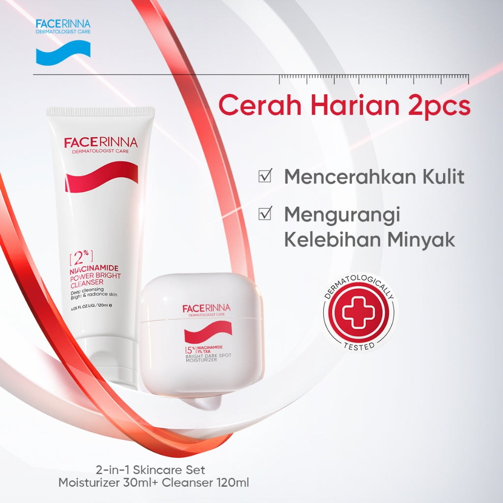 FACERINNA 2pcs Skincare Duo | Moisturizer + Cleanser | B5 Repair Niacinamide Brightening Salicylic Acid Acne Control