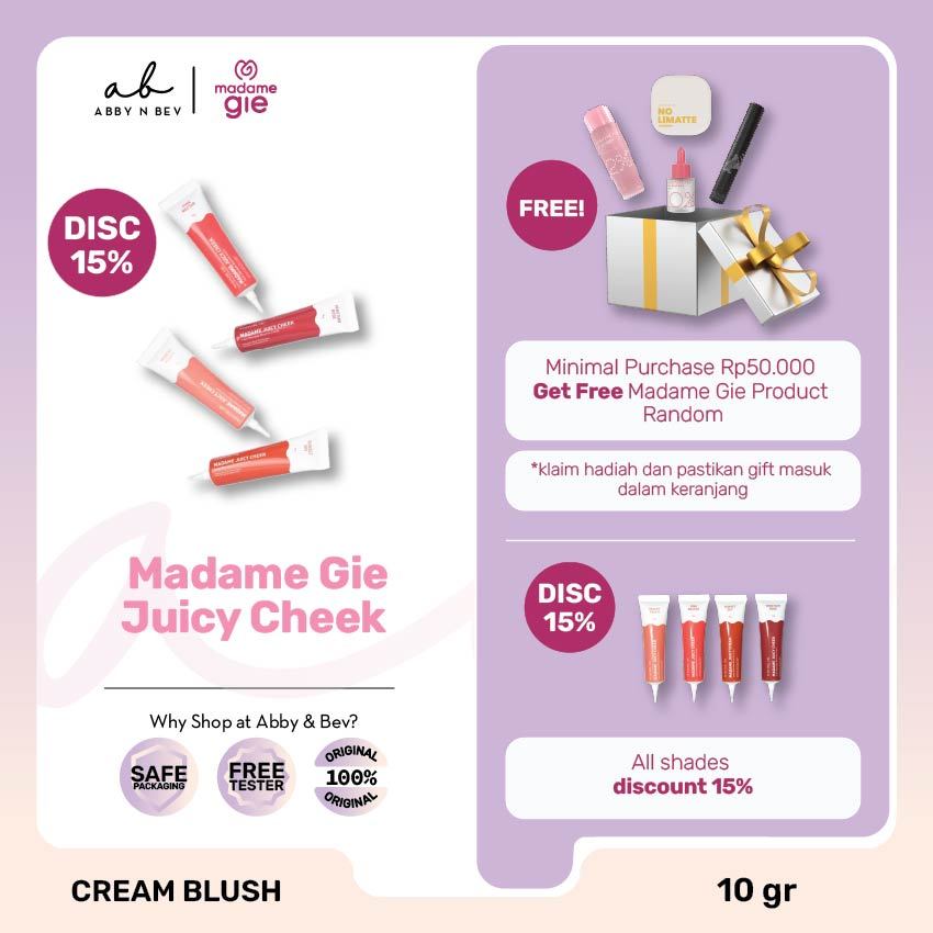 AB - Madame Gie Juicy Cheek [10gr]/ Make Up Blush On Cream 3 in 1 Wajah