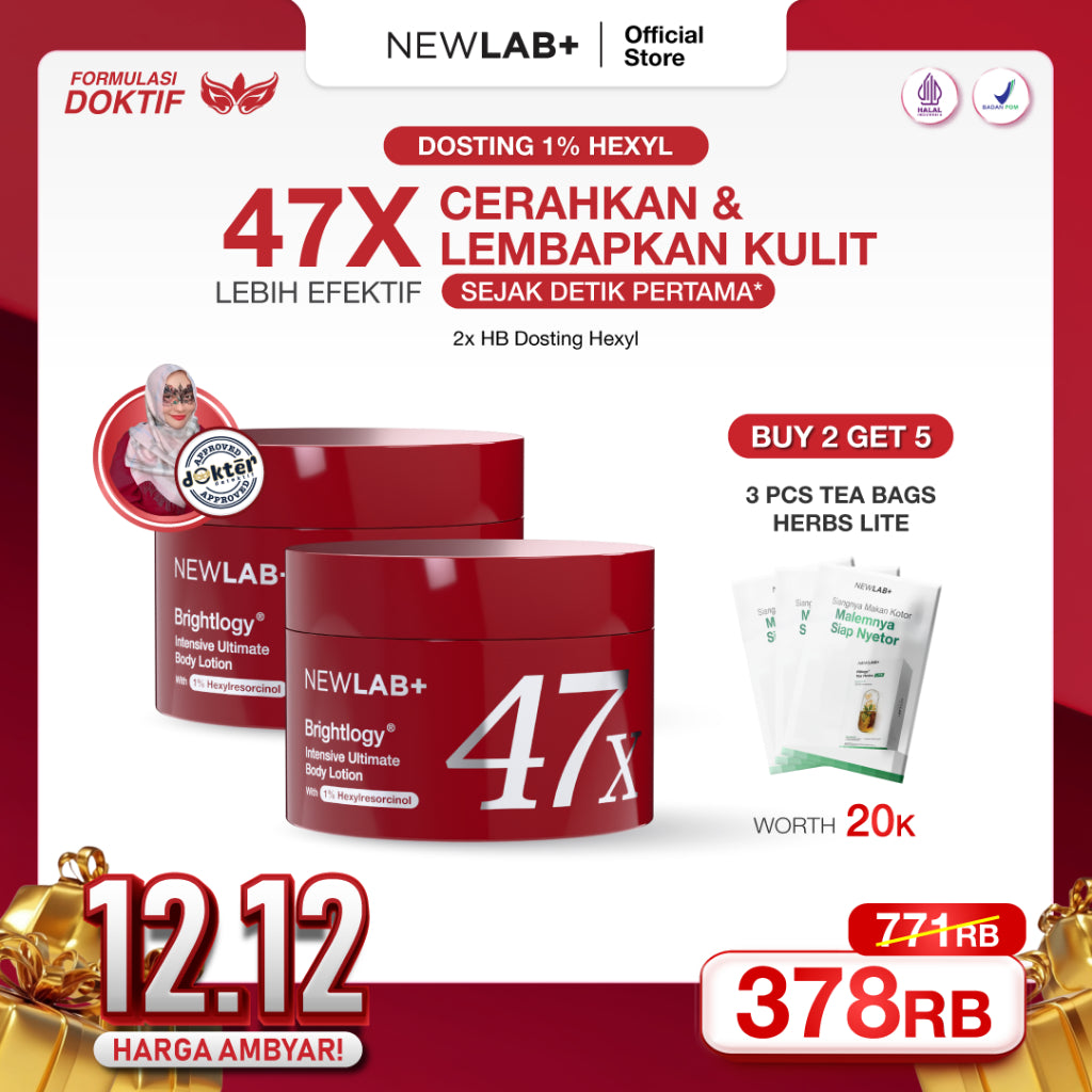NEWLAB Brightlogy Intensive Ultimate Body Lotion with 1% Hexyl | Body Lotion Pemutih Badan | Handbody | Body Care untuk Mencerahkan |Whitening Lotion