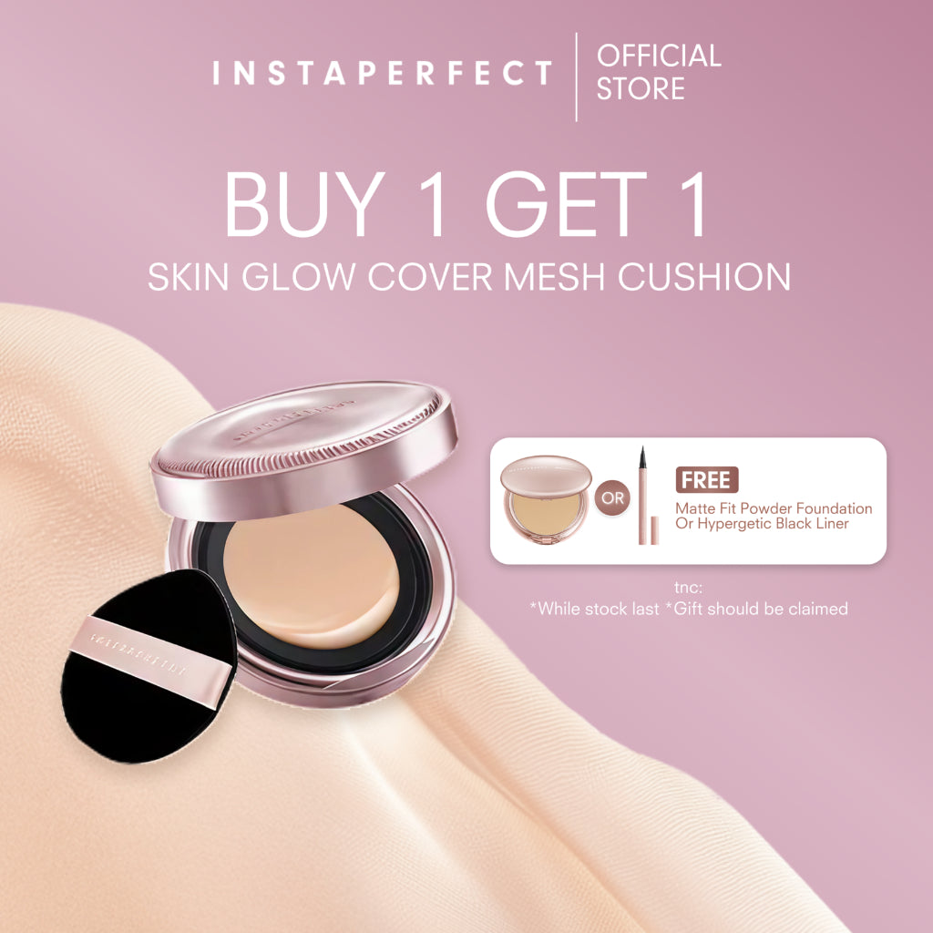 Instaperfect Skin Glow Cover Mesh Cushion High Coverage Formula Dilengkapi dengan SPF 50+ / PA++++  Tampilan Glow Up Natural- Melindungi Kulit dari Sinar UVA dan UVB- Make Up Foundation