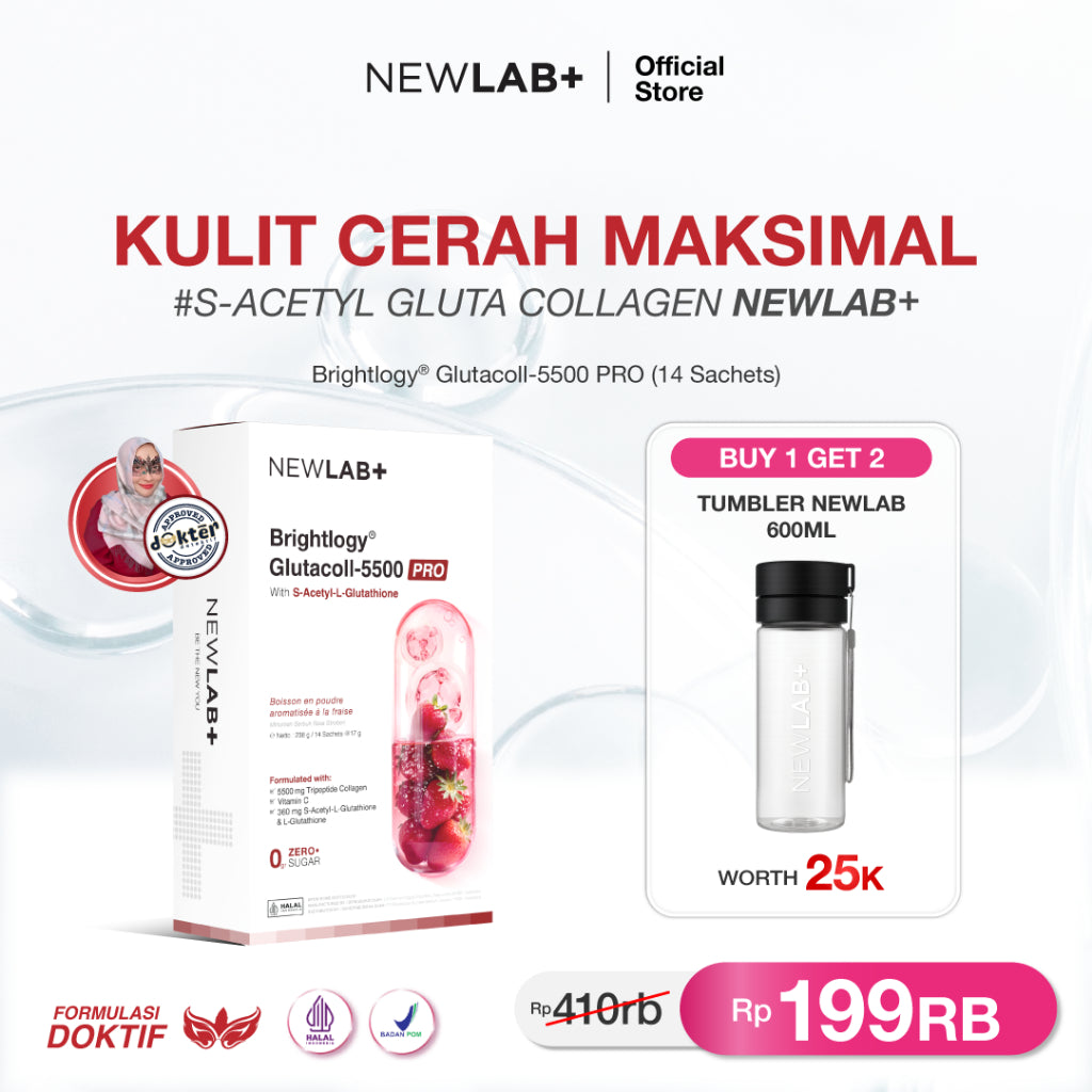 [FREE GIFT New Launch]  NEWLAB Brightlogy GlutaColl-5500 - PRO | Collagen Glutathione Drink | 13X Efektif Kulit Cerah & Sehat | S-Acetyl-L-Glutathione|Efektif Memutihkan 13X|14 - 28 Sachet