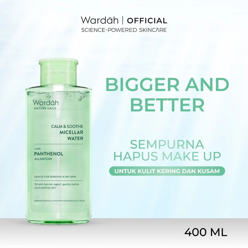 WARDAH Micellar Water All Series Perfect Bright Calm and Soothe Nature Daily Acnederm Lightening Oil Infused Pembersih Wajah Make Up Remover Waterproof Tanpa Bilas Skincare