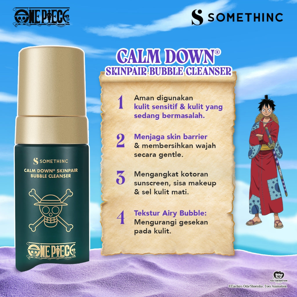 SOMETHINC [2 PCS] One Piece Limited Edition PROTECT & CLEANSE BUNDLE (Calm Down Bubble Cleanser, Holyshield Watery Sunscreen Gel SPF 50+ PA++++ )