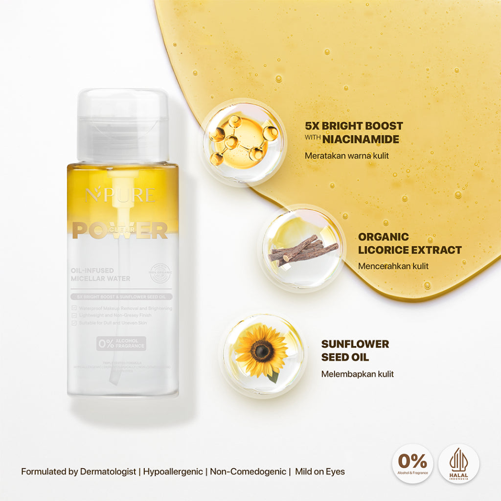 NPURE Oil-Infused Micellar Water / Micellar Oil / Pembersih Makeup / Pembersih wajah / Pembersih Makeup Waterproof