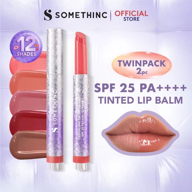 [TWINPACK] SOMETHINC Ceraplump Tinted Lip Balm SPF25 PA++++ - Warna Untuk Melembabkan & Memperkuat Lip Barrier | Glowy Finish, Untuk Bibir Terlihat Lebih Sehat & Plumpy Twin Pack - free oil cleanser