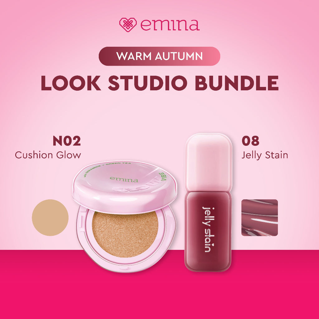 [LOOK STUDIO SPECIAL PACKAGE] Emina Paket Glow & Matte 3in1 Skincare Cushion SPF 50 PA++++ 13 G + Jelly Stain | Flawless Lightweight Make Up Foundation Glowing Skin, Liptint Korea, Korean Make Up Look, Transferproof, Tahan Lama, Cocok Semua Jenis Kulit