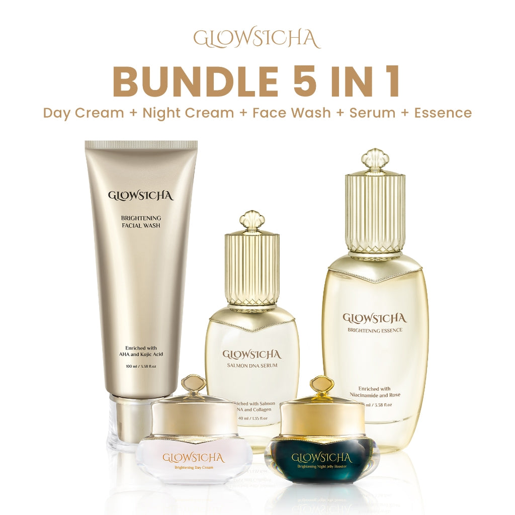 [FREE 2pcs Perfume] Glowsicha Bundle 4in1 Facial Wash + Night Jelly Booster + Day Cream + Sunscreen