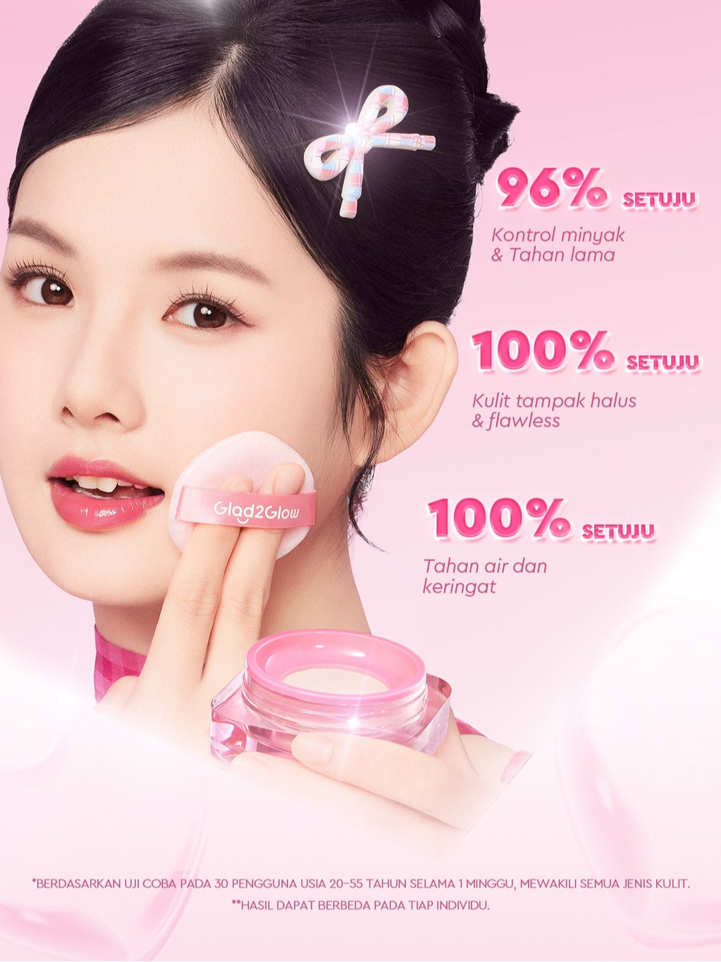 Glad2Glow Perfect Blur&Cover Loose Powder oil control Finishing Kontrol Minyak Tahan Lama Anti Luntur Halus Sempurna & Cover Tinggi bedak padat bedak tabur two way cake cushion foundation setting spray make up g2g glad2glow official store