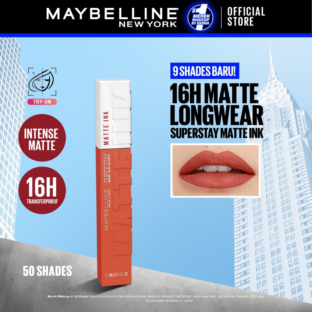 Maybelline Superstay Matte Ink Liquid Long Lasting Waterproof Matte Lipstick Lipcream Make Up Transferproof Tahan 16 Jam Vinyl Ink