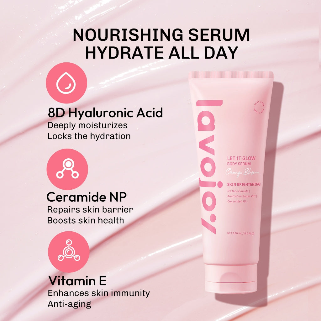 Lavojoy Let It Glow Body Serum Skin Brightening Upgraded Version | Body Lotion Untuk Mencerahkan Dan Melembabkan Kulit Dengan Niacinamide + Ceramide + Vitamin E