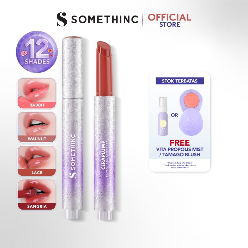 [GRATIS HADIAH] SOMETHINC Ceraplump Tinted Lip Balm SPF25 PA++++ - Warna Untuk Melembabkan & Memperkuat Lip Barrier | Glowy Finish, Untuk Bibir Terlihat Lebih Sehat & Plumpy