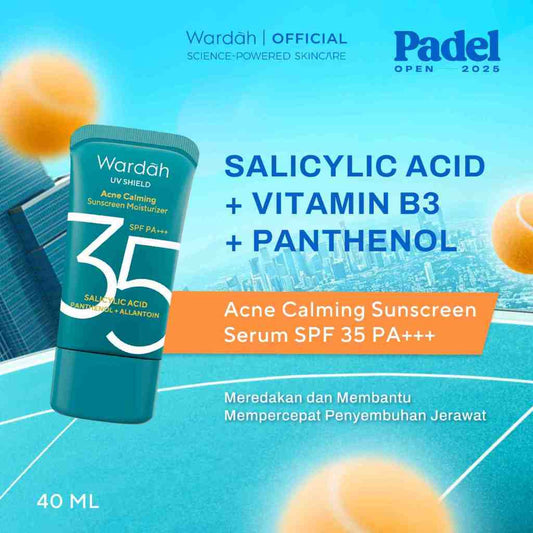 WARDAH UV Shield Acne Calming Sunscreen Moisturizer SPF 35 PA untuk komedo jerawat dan bekas jerawat kulit berminyak tekstur gel ringan mudah meresap Skincare