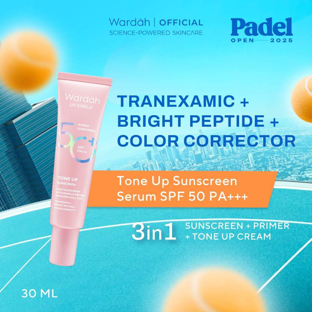 Wardah UV Shield Tinted Tone Up Sunscreen SPF 50 PA 30 ml Sunscreen Wajah Mencerahkan Wajah Samarkan Noda Hitam Tidak Lengket Cepat Meresap Makeup Primer-Skincare