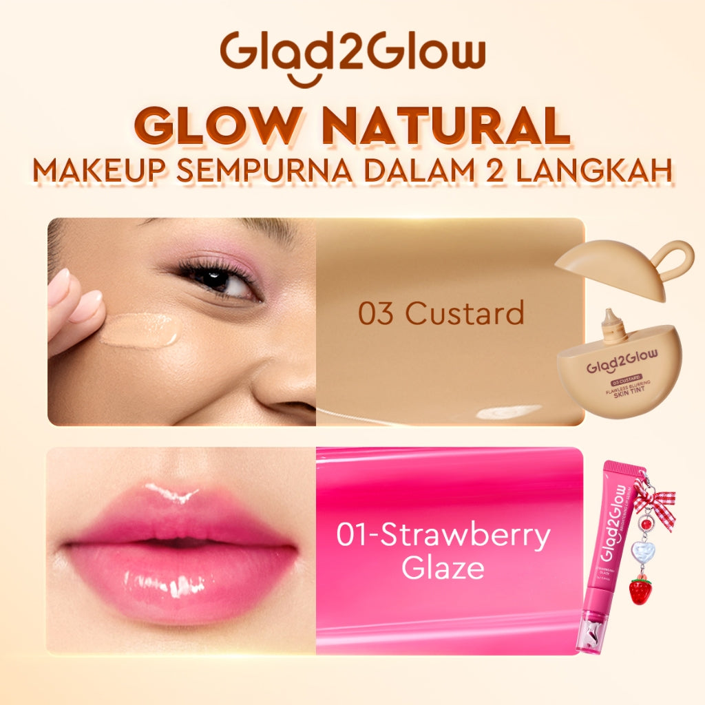 [NEW LAUNCH] Glad2Glow FLAWLESS BLURRING SKIN TINT 30G+ BRIGHTENING LIP SERUM 7g Mencerahkan Melembabkan 3in1 liptint  Foundation Bedak padat Make up Lightweight Coverage Long-lasting 12-Hour Soft-Focus Flawless Skin oil-control g2glow official store