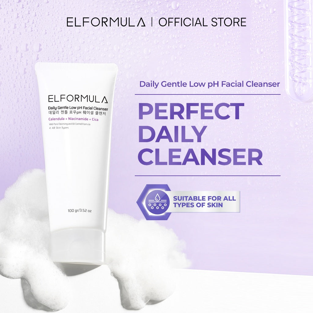 ELFORMULA Daily Gentle Low pH Facial Cleanser - Face Wash Facewash Sabun Cuci Muka Acne-Prone Kulit Berminyak Oil Control Pembersih Wajah Glowing Mencerahkan Melembabkan Wajah Niacinamide Calendula Cica