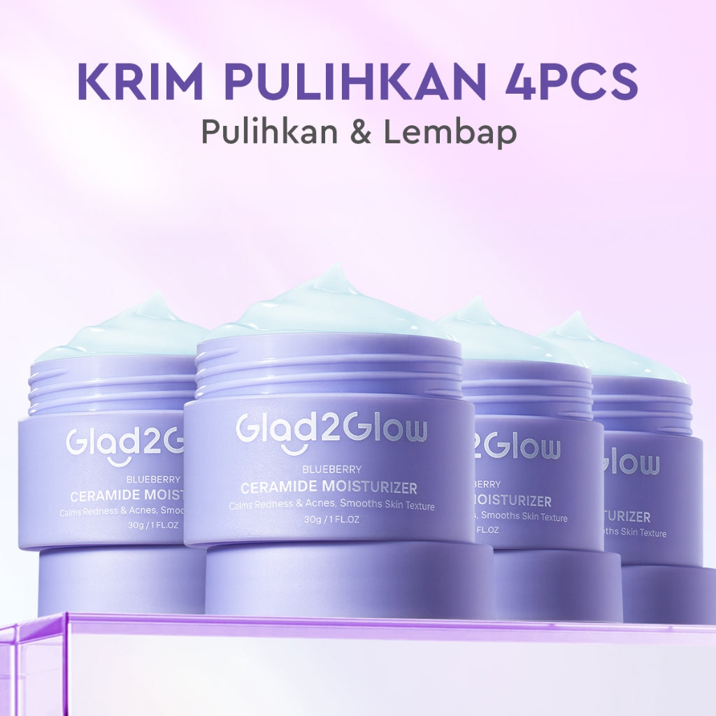 Glad2Glow Blueberry 5% Ceramide Moisturizer Repair Barrier Pulihkan skincare day cream Night Cream krim wajah moisturizer cream repair cream torriden cream cream pemutih wajah skincare bpom Pelembab Wajah Sensitive Skin Care G2G glad2glow official store