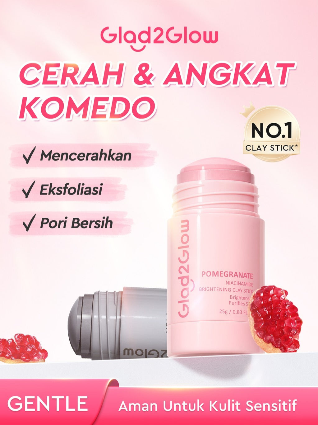 [DISKON 60%]Glad2Glow Clay Stick&Face Mask Complete Series-Pomegranate Brightening/Mugwort Salicylic Acid Acne/ Volcano 3D Acid Pore-masker Packs Masker Wajah Sheet Mask mask sleeping mask mugwort mask acne masker komedo g2glow official store