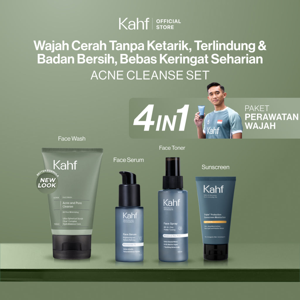 [SPECIAL 11.11 : KAHF BUNDLE 4IN1 PAKET PERAWATAN WAJAH] Paket Face Care Expert Complete Kit (Face Wash + Toner + Serum + Sunscreen Moisturizer) - Wajah Bebas Jerawat, Anti Ketarik, Lembab, & Terlindungi Seharian - Suitable for Daily Use